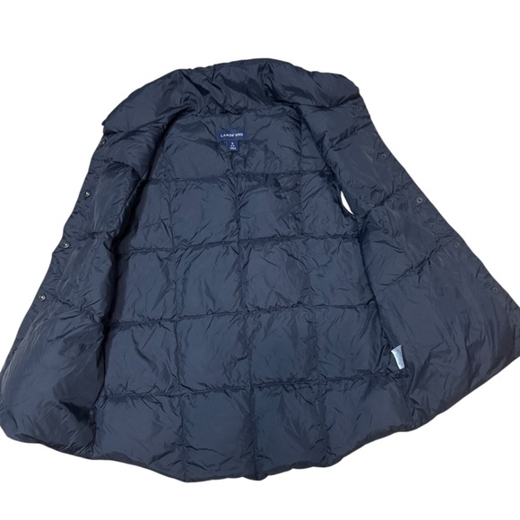 Women's LANDS' END Black Blue Goose Down Quilt Snap-Up Puffer Vest SMALL Y2K - Picture 6 of 13